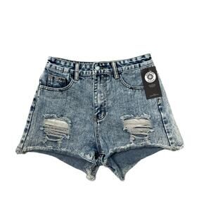 Light Washed Denim Blue Cutoff Shorts